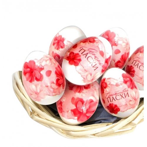 Термонаклейки на 7 яиц «Розовые цветы», 7,3*34,2см, 572880