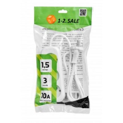 Удлинитель 1-2.SALE ПВС 2х1  3роз. 1,5м 10А (корпус АБС-пластик)