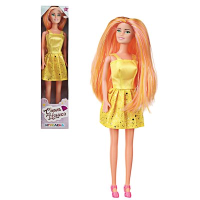 Кукла в стильном платье 29см, цветные волосы, ABS, п/э