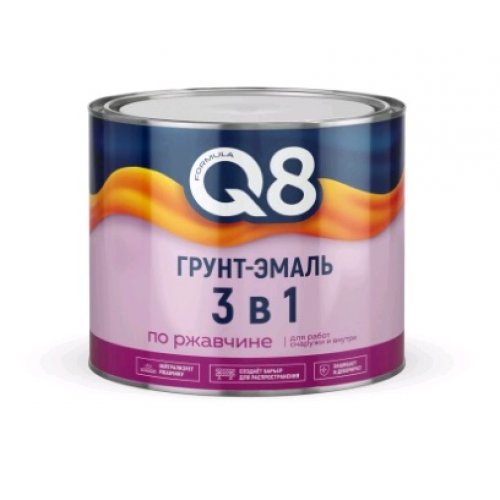 FORMULA Q8 Грунт-эмаль 3в1 красно-коричневая 1,8кг
