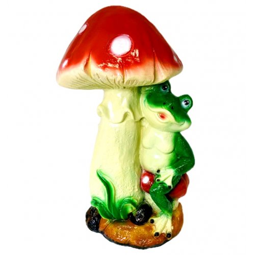 Фигурка сад. Лягушка под мухомором большая