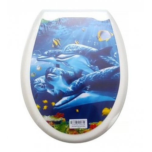 Сиденье д/унитаза пластик ФОТО ДЕЛЬФИНЫ