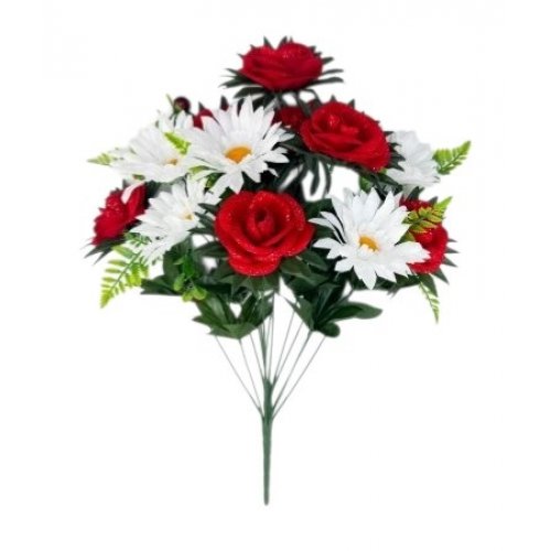 Букет роз с ромашкой 13цв 52см