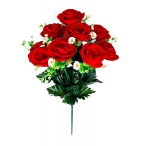 Букет роз с ромашкой 9цв 48см