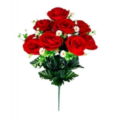 Букет роз с ромашкой 9цв 48см