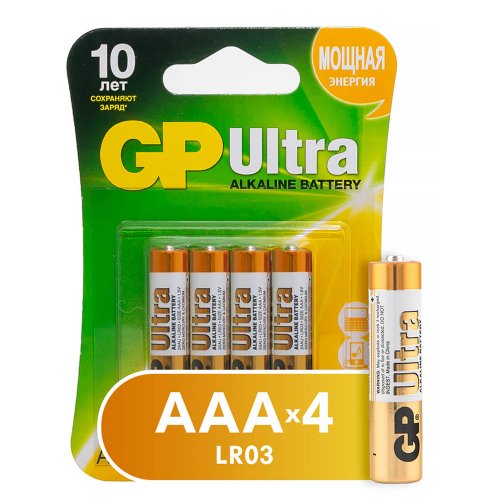 Батарейки GP Ultra 4шт, тип ААA, 24AU-2CR4, BL