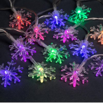 Электрогирлянда "Снежинки большие" 3м 20LED,мульти, IP20, USB