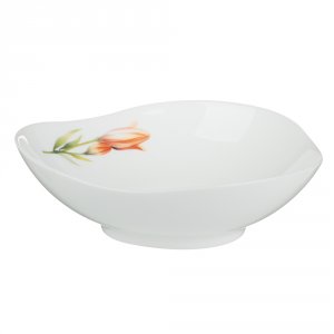 Салатник 680мл 17*6,5см Лилия, треугольная форма, опаловое стекло