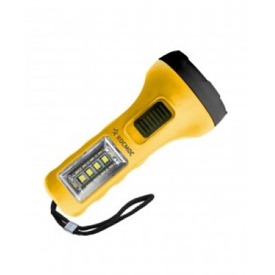 Фонарь ручной Космос KOS119B 1xR6(АА) 1св/д 0,5W+1W,25lm/40lm,25м,ABS,жёлтый,ремешок,IP42