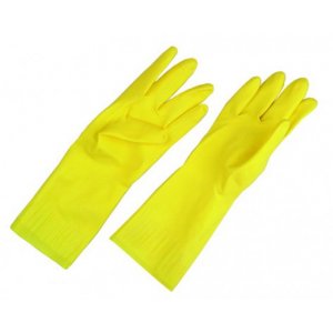 Перчатки латексные желтые "L" с х/б напыл. "Для деликатной уборки"