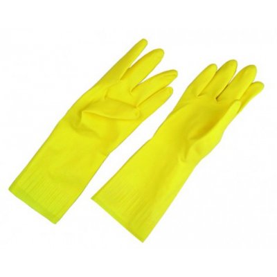 Перчатки латексные желтые "L" с х/б напыл. "Для деликатной уборки"
