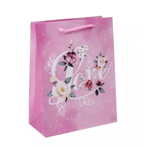 Пакет подарочный бумажный 18*23*8см Love