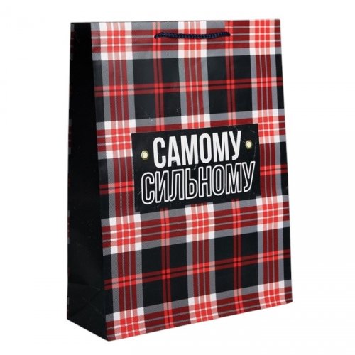 Пакет бумажный подарочный 28*38*9см Real strong