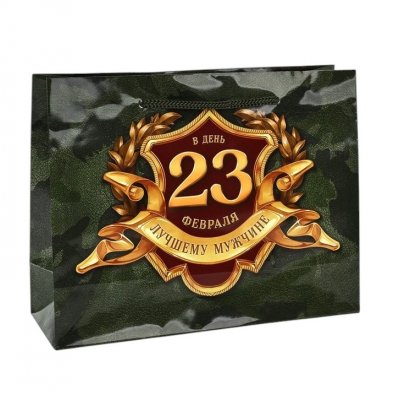 Пакет бумажный подарочный 23*18*8см С 23 февраля
