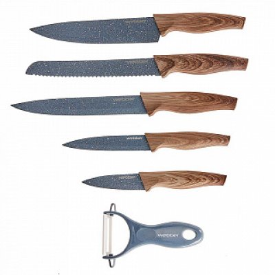 Набор ножей 5 пр.+овощечистка ВЕ-2263N (нерж.сталь+антибактер.покрытие)