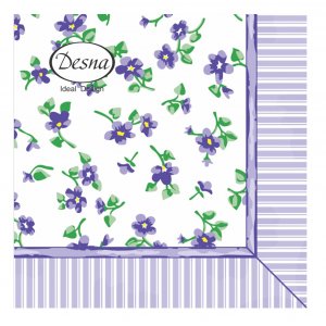 Салфетки бумажные 24*24см 40шт Фиалки 1сл (уп.32)