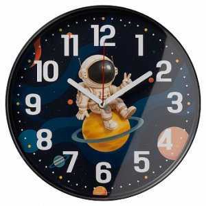 Часы настенные "Космонавт" круг d=25см черный