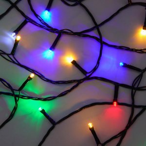 Электрогирлянда Вьюн улич 10м 80LED, мульти, мерцание, ПВХ зеленый, коннект, 220В