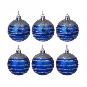 Шары в наборе 6см 6шт, синий, пластик, 26-130