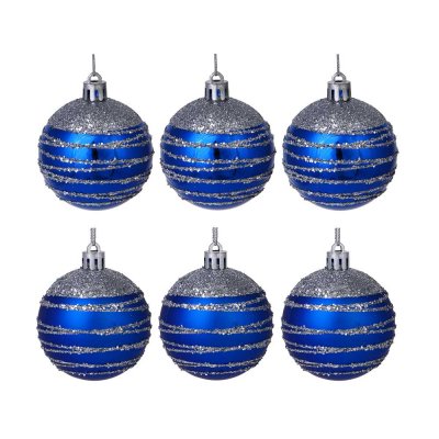 Шары в наборе 6см 6шт, синий, пластик, 26-130