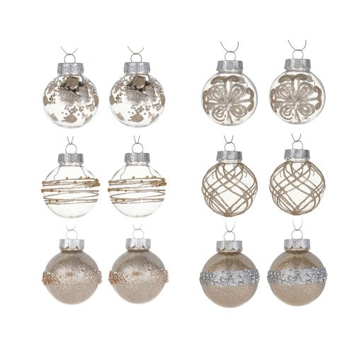 Шары в наборе 6см 6шт, шампань, пластик, 26-178, 2 вида