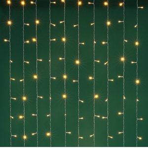 Электрогирлянда занавес 1,5*1,5м, 150LED, шампань, 10 нитей, пост.свеч., ПВХ прозр., 220В