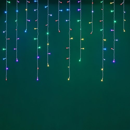 Электрогирлянда бахрома 2,5*0,35*0,55*0,75м, 80LED,мульти MIX, 8 реж, ПВХ белый, коннект, 220В