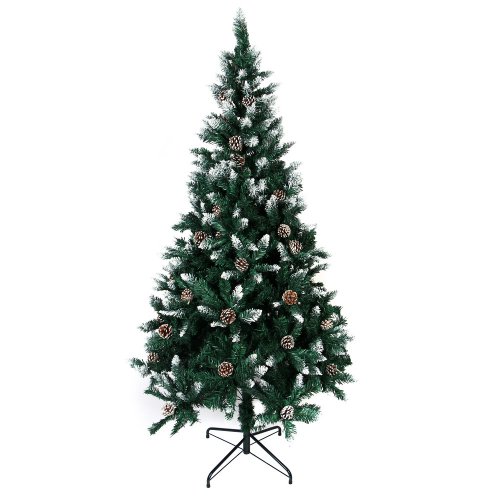 Ель искусственная с заснеженными кончиками и шишками 180см, 585 веток, ПВХ, 26-29