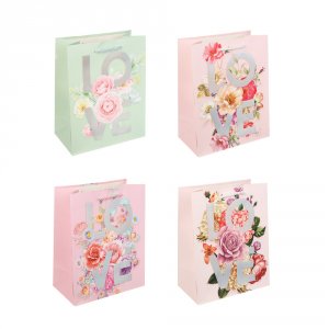 Пакет бумажный подарочный 18*23*10см, арт. 8, 4 дизайна