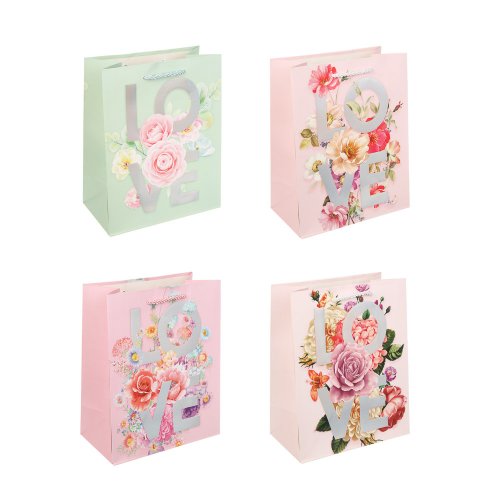 Пакет бумажный подарочный 18*23*10см, арт. 8, 4 дизайна