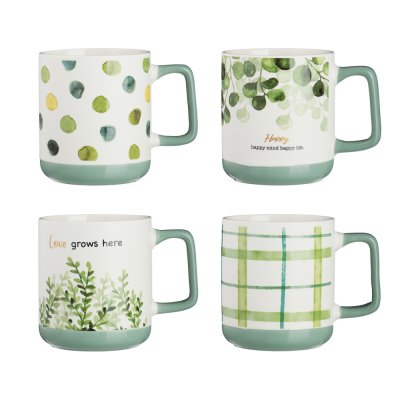 Кружка Грин лайф 370мл, фарфор, 4 дизайна