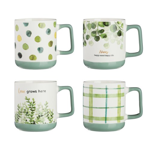 Кружка Грин лайф 370мл, фарфор, 4 дизайна