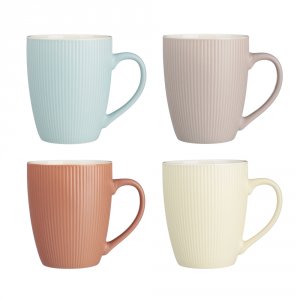 Кружка 350мл Рельеф цветной, фарфор, 4 дизайна