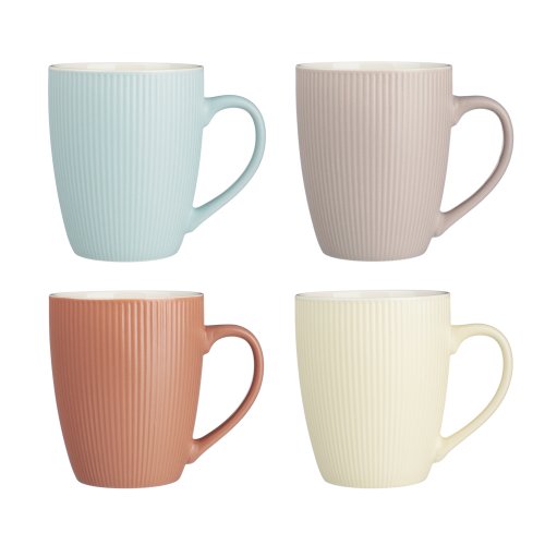 Кружка 350мл Рельеф цветной, фарфор, 4 дизайна
