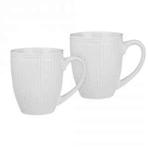 Набор кружек 2шт, 380мл, белый рельеф, фарфор