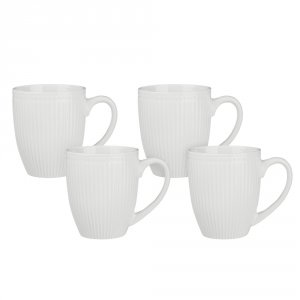 Набор кружек 4шт, 380мл, белый рельеф, фарфор