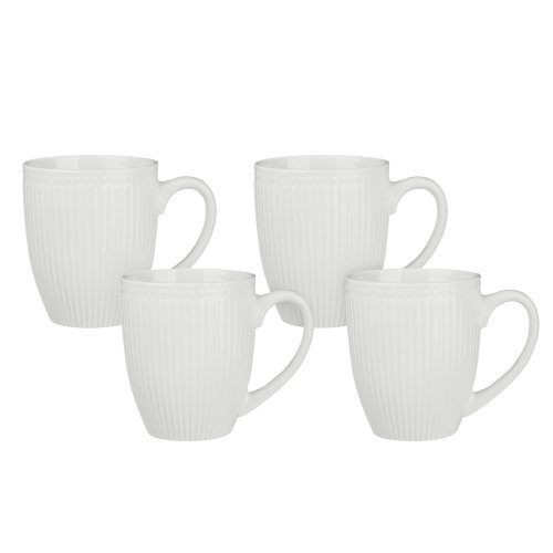 Набор кружек 4шт, 380мл, белый рельеф, фарфор