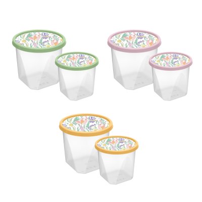 Набор контейнеров круглых 2шт Ботаника (0,6л, 1л), пластик, 3 цвета