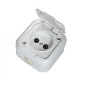 Розетка 1о/п Bylectrica, IP44, белый (корп. ABS), с крышкой РА16-236