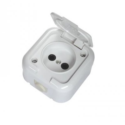Розетка 1о/п Bylectrica, IP44, белый (корп. ABS), с крышкой РА16-236