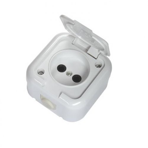 Розетка 1о/п Bylectrica, IP44, белый (корп. ABS), с крышкой РА16-236
