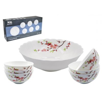 Набор салатников 7пр. Сакура, 250/1020мл, 7PCS A9-61122, стеклокерамика
