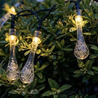 Гирлянда уличная "Капля" 7м  25LED, шампань, 2реж, на солн.батар. СТОП-ЦЕНА