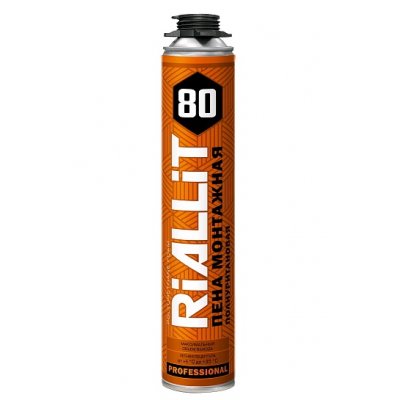 Пена монтажная RIALLIT 80 ЛЕТО профессион. 850мл (1020г) (уп.12)