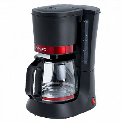 Кофеварка DELTA LUX DE-8152 черная с красн. 700Вт, 1,2л , антипролив