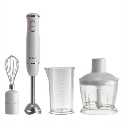 Блендер DELTA DL-7062B белый, 1200Вт, регулир. скорости, стакан, венчик,измельчитель