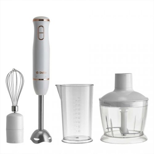 Блендер DELTA DL-7062B белый, 1200Вт, регулир. скорости, стакан, венчик,измельчитель