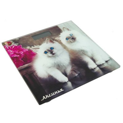 Весы напольные электронные АКСИНЬЯ КС-6003 "Пушистые котята" 180кг, 28*28см