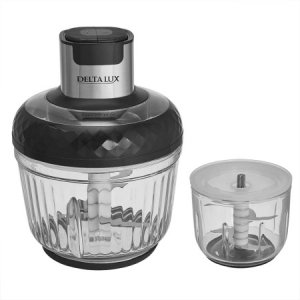 Измельчитель DELTA LUX DE-7403 850Вт, 2 чаши стекло 2,5/0,3л, двойной ножевой блок