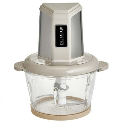 Измельчитель DELTA LUX DE-7405 800Вт, чаша стекло 2л, двойной ножевой блок, бежевый